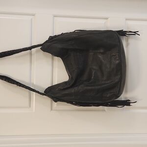 Day & mood black leather fringe purse